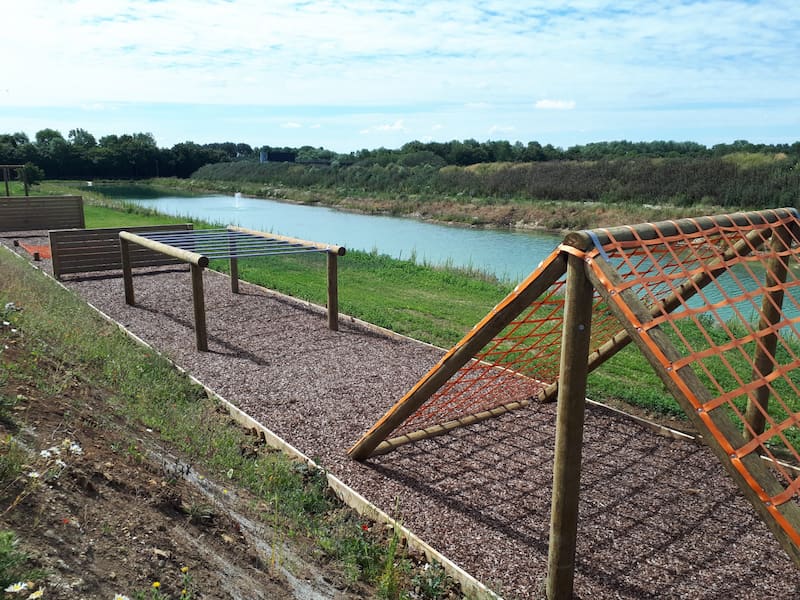 Assault course next to swimming lake