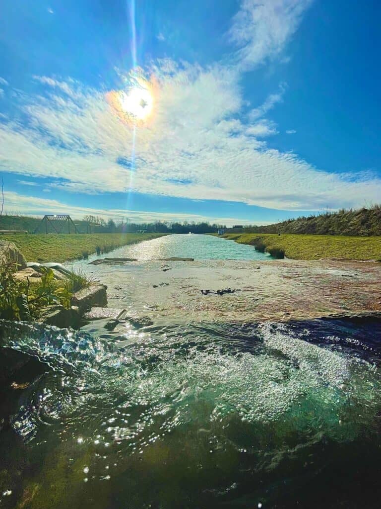 Open water lake in sunshine