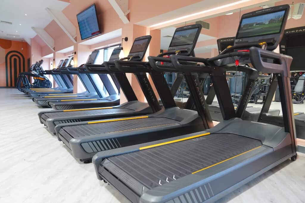 Row of treadmills