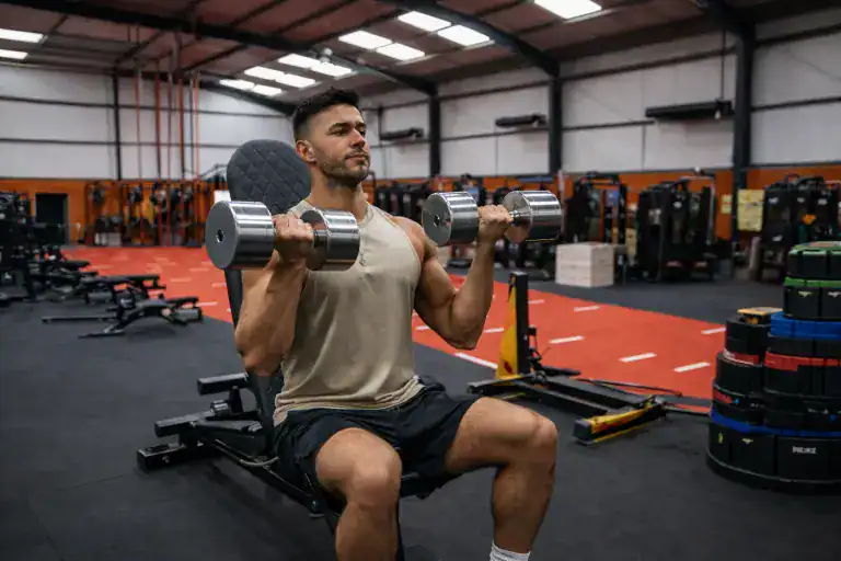 man lifting weights